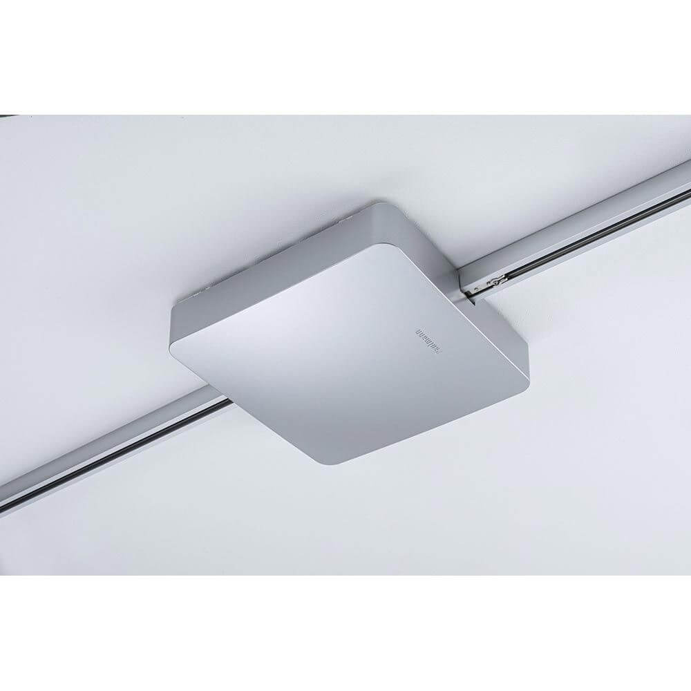U-Rail Einspeisung Smart Home Zigbee Chrom-Matt auf Decke montiert, elegantes Design in Chrom matt.