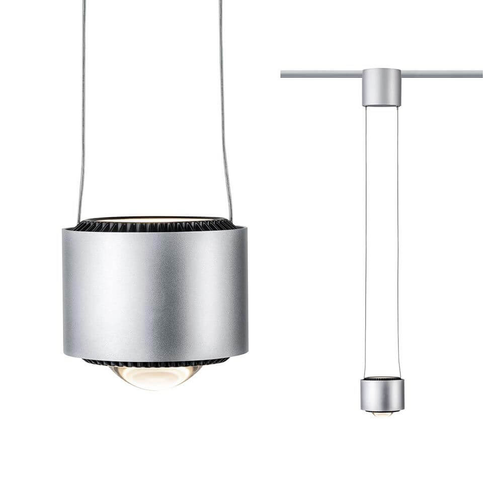 U-Rail LED Pendelleuchte Aldan Chrom-Matt Schwarz in modernem Design mit einstellbarer Pendellänge.