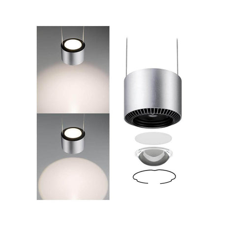 U-Rail LED Pendelleuchte Aldan Chrom-Matt Schwarz, moderne Pendelleuchte mit Lichtaustritt oben und unten