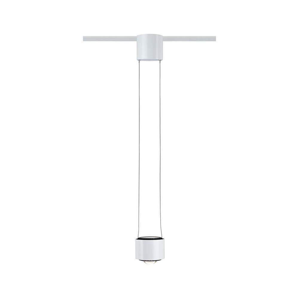 U-Rail LED Pendelleuchte Aldan Weiß – schlanker weißer Spot, einstellbare Pendellänge, dekorative Lichtakzente oben und unten
