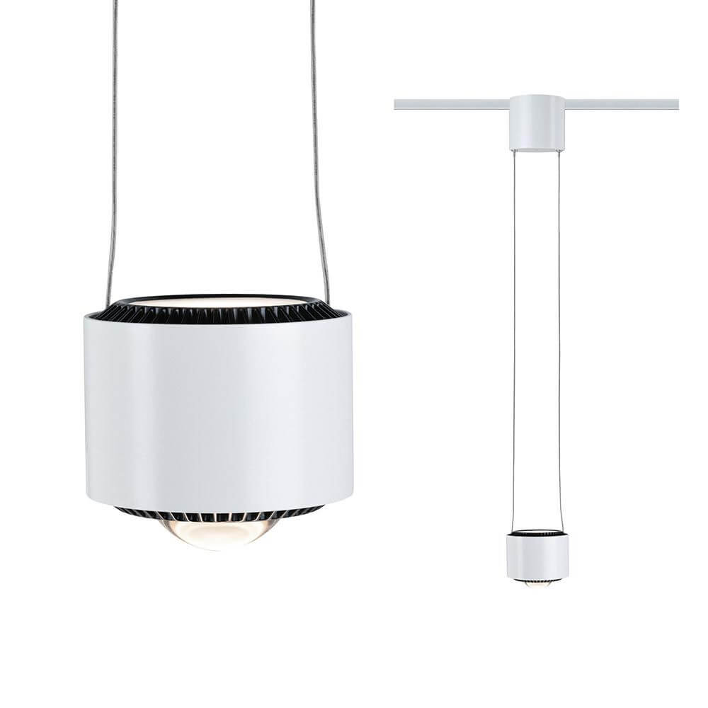 U-Rail LED Pendelleuchte Aldan Weiß – moderne Pendelleuchte mit oben und unten abstrahlendem Spot, verstellbare Pendellänge, elegantes weißes Design