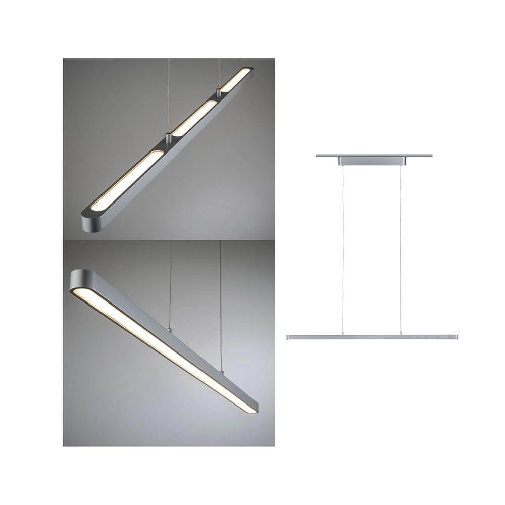 U-Rail LED Pendelleuchte Lento Dimmbar Chrom-Matt, moderne und höhenverstellbare Leuchte in Chrom matt