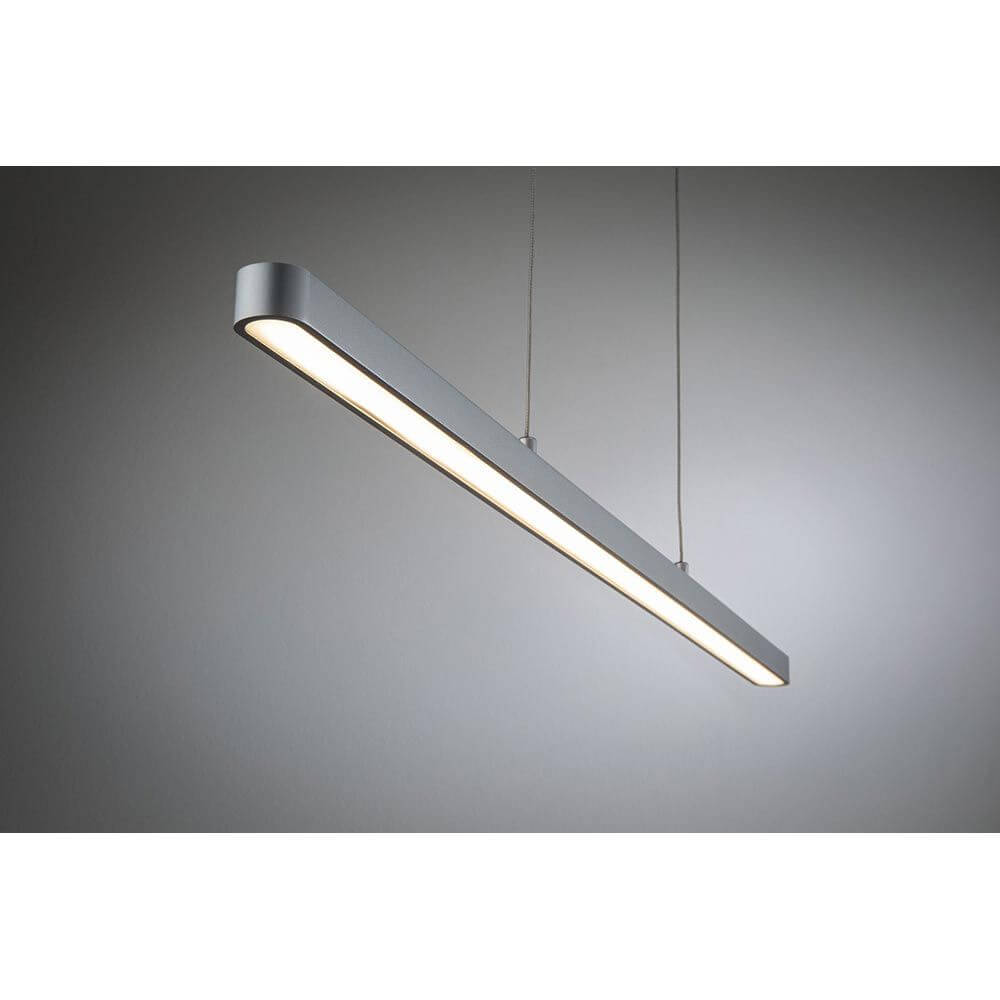 U-Rail LED Pendelleuchte Lento Dimmbar Chrom-Matt in modernem Design mit warmweißem Licht.