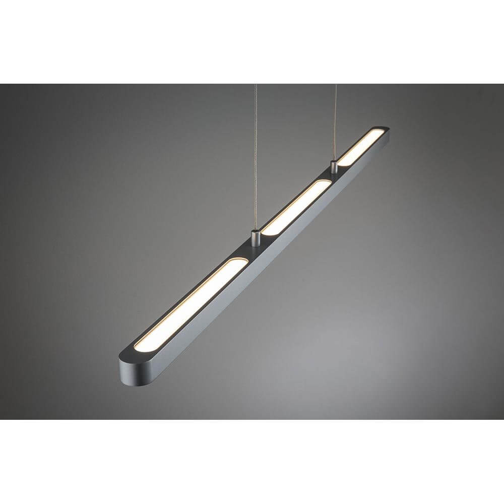 U-Rail LED Pendelleuchte Lento Dimmbar Chrom-Matt in modernem Design mit hellem Licht.