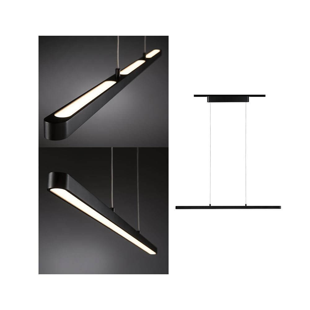 U-Rail LED Pendelleuchte Lento Dimmbar Schwarz-Matt in modernen Design mit Licht nach oben und unten.