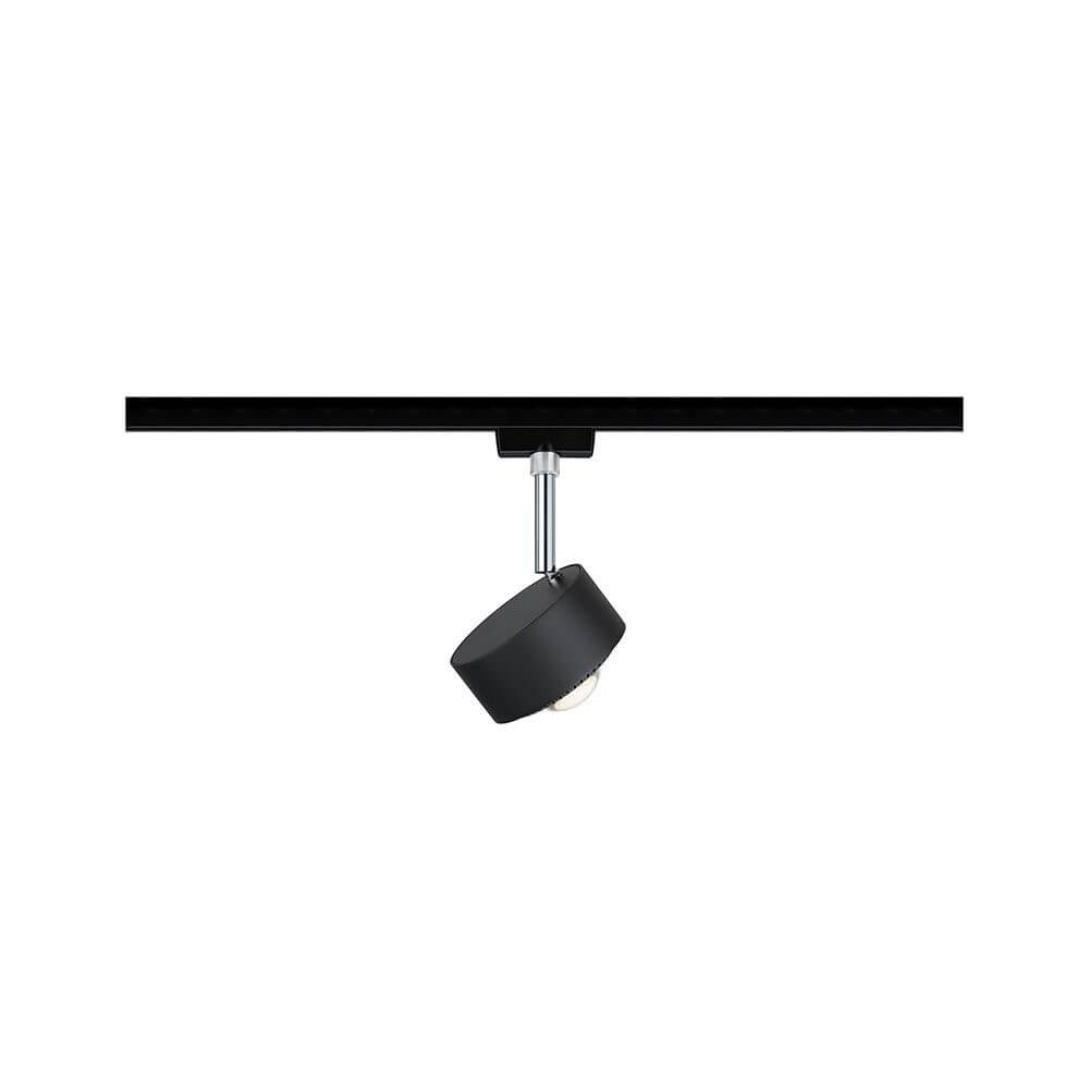 U-Rail LED Schienenspot Aldan Einzelspot Dimmbar Schwarz-Matt, Chrom an einer Schiene montiert