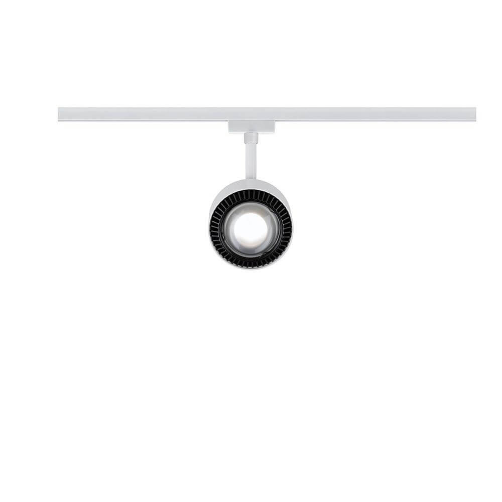 U-Rail LED Schienenspot Aldan Einzel-Spot Dimmbar Weiß, Schwarz – kompakter richtbarer URail Spot in Weiß mit schwarzem Reflektor, warmweißes LED-Licht