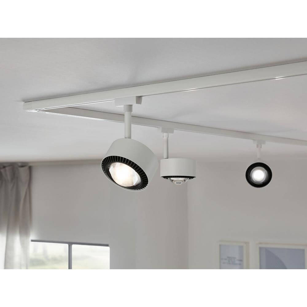 U-Rail LED Schienenspot Aldan Einzel-Spot Dimmbar Weiß, Schwarz an URail Schiene, verstellbarer warmweißer Deckenspot