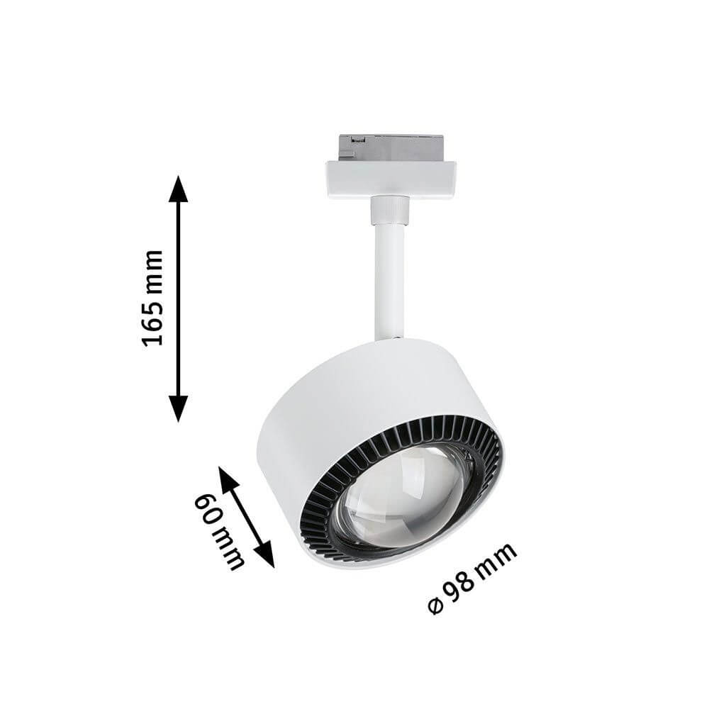U-Rail LED Schienenspot Aldan Einzel-Spot Dimmbar Weiß, Schwarz - weißer einstellbarer URail Spot mit Maßen Ø98x165mm