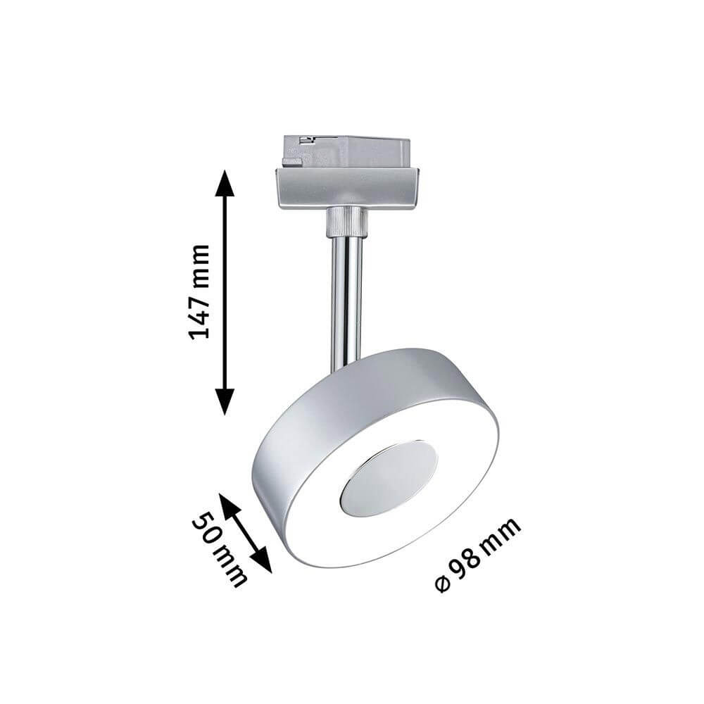 U-Rail LED Schienenspot Circle Chrom-Matt Dimmbar mit Maßen, ideal für individuelles Lichtdesign.