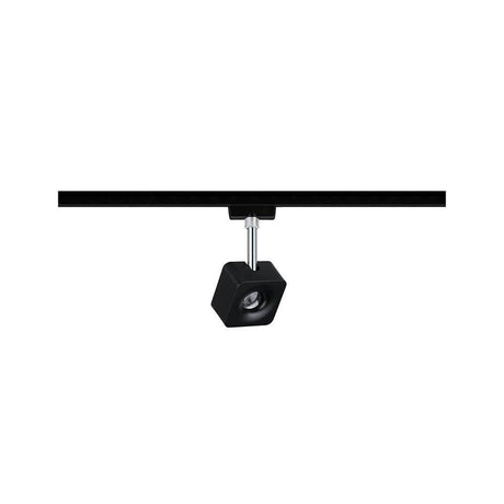 U-Rail LED Schienenspot Cube Schwarz-Matt Dimmbar, schwarzer URail Spot mit Kugellinse und Chrom-Akzent