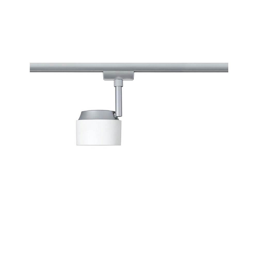 U-Rail LED Schienenspot Pane Einzelspot Weiß, Chrom-Matt auf Schiene montiert