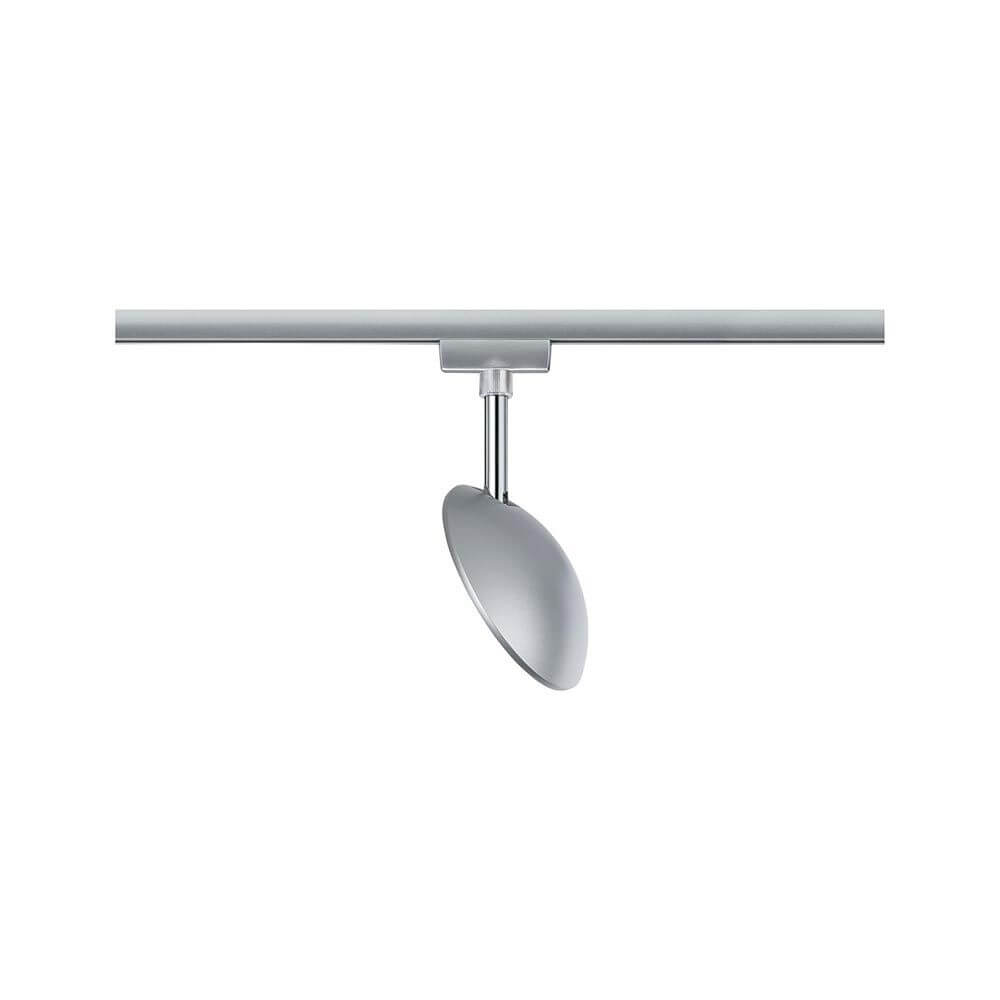 U-Rail LED Schienenspot Sphere Strahler Chrom auf Schiene montiert, moderne Lichtgestaltung für individuelle Akzente.