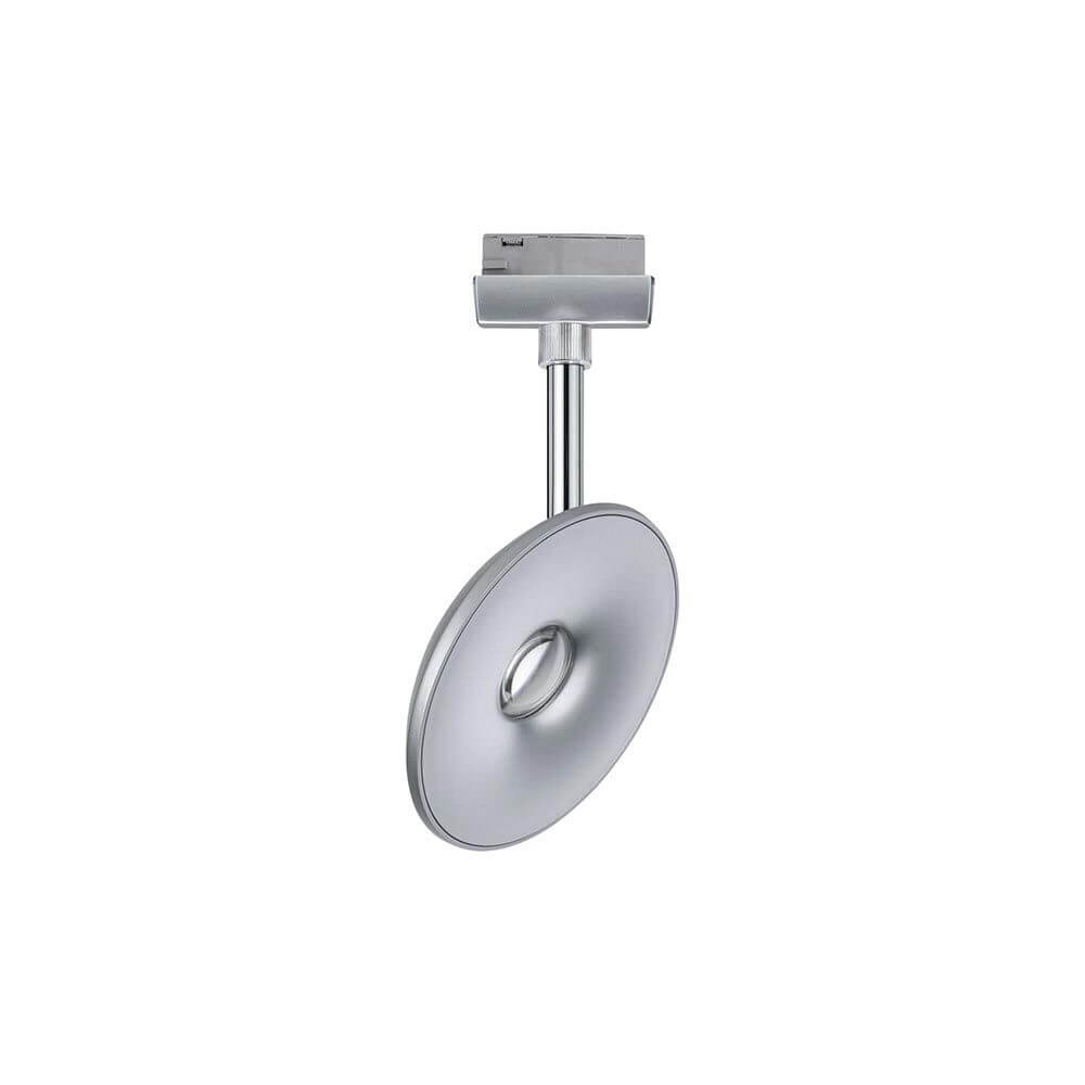U-Rail LED Schienenspot Sphere Strahler Chrom an der Decke montiert mit Kugellinse für gezielte Lichtausstrahlung.