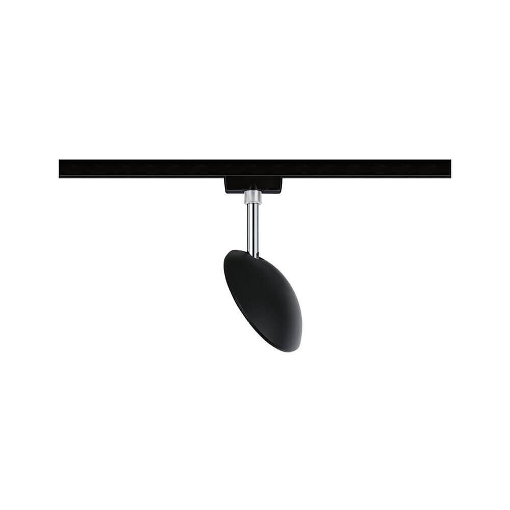 U-Rail LED Schienenspot Sphere Einzelspot Dimmbar Schwarz-Matt mit Kugellinse und verstellbarem Arm.