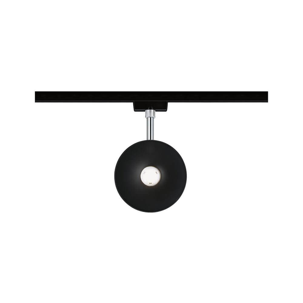 U-Rail LED Schienenspot Sphere Einzelspot Dimmbar Schwarz-Matt an der Decke montiert, schwarzer mattierter Schirm.