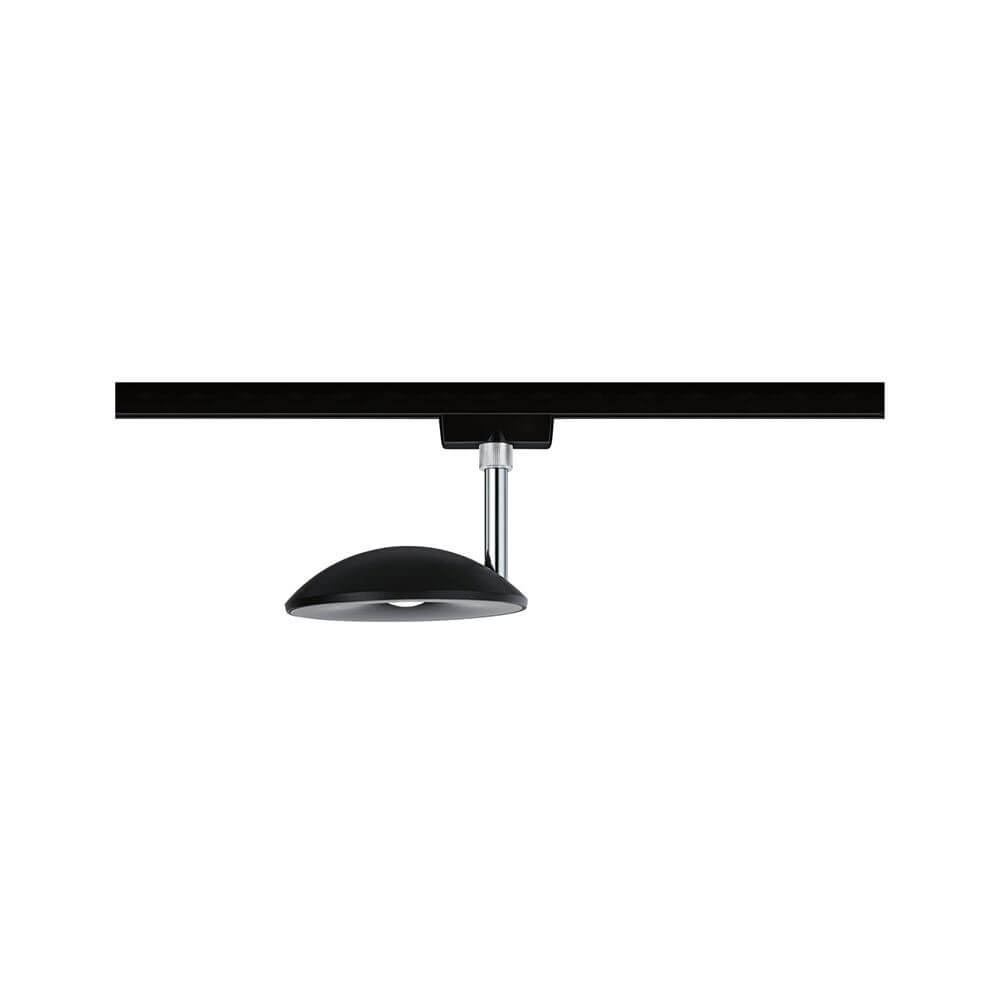 U-Rail LED Schienenspot Sphere Einzelspot Dimmbar Schwarz-Matt montiert an einer Schiene.