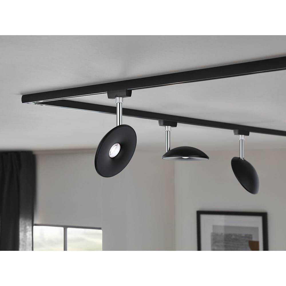 U-Rail LED Schienenspot Sphere Einzelspot Dimmbar Schwarz-Matt an der Decke montiert.