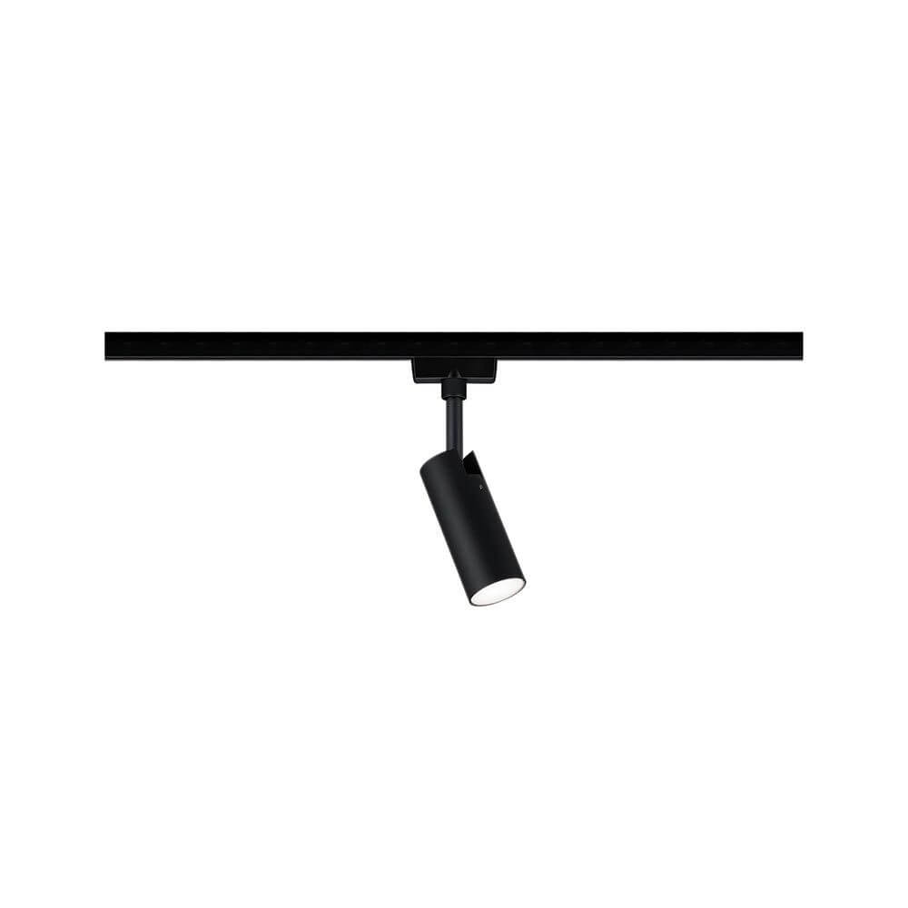 U-Rail LED Schienenspot Tubo Einzelspot Schwarz-Matt, Chrom an der Schiene montiert