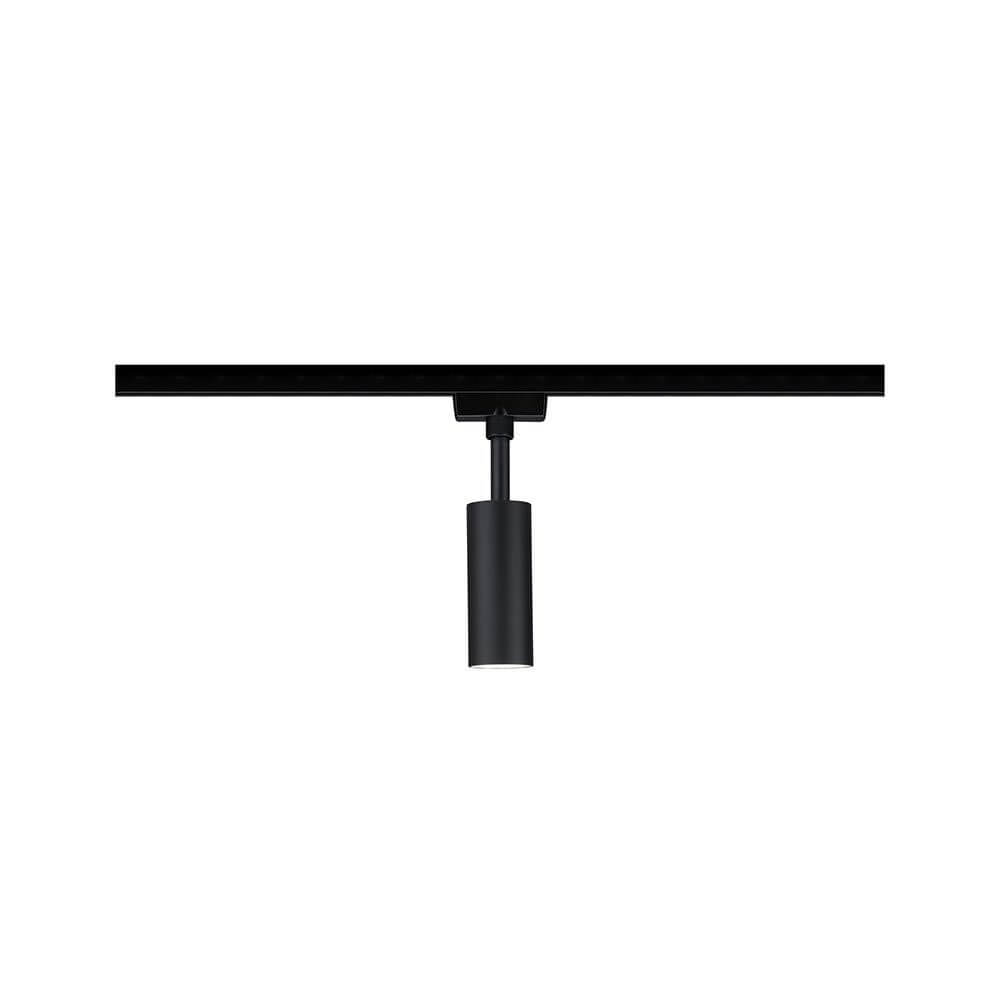 U-Rail LED Schienenspot Tubo Einzelspot Schwarz-Matt, Chrom an einer Schiene installiert