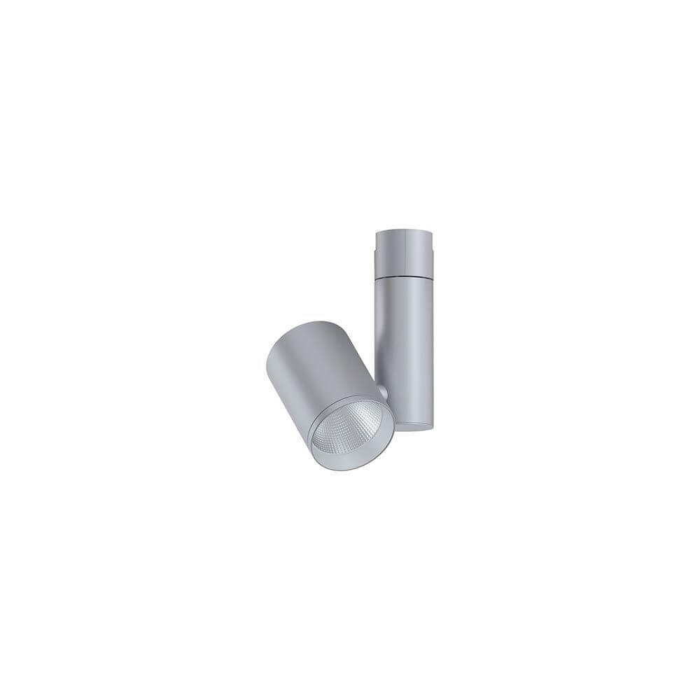 U-Rail LED Schienenspot Zeuz Einzelspot 15° Chrom-Matt in mattem Chrom mit 15° Ausstrahlwinkel und warmweißem Licht.