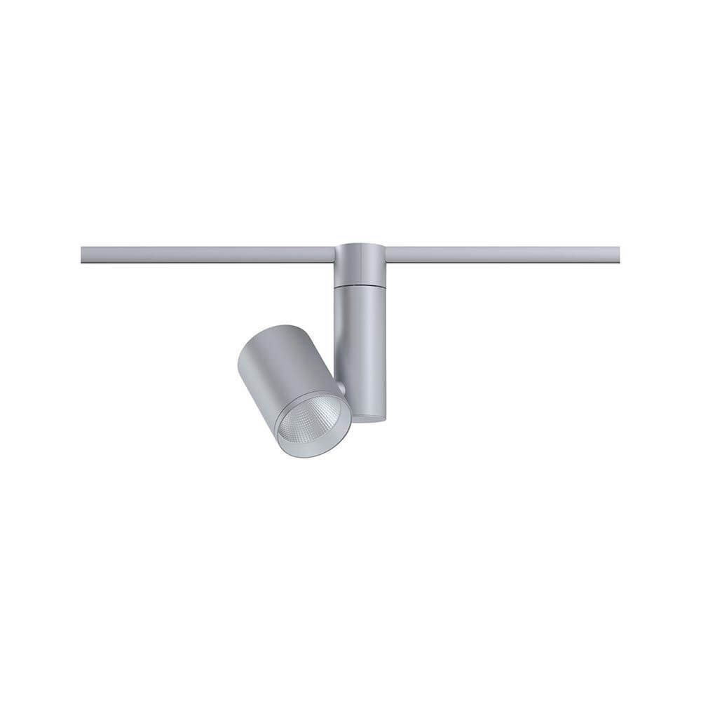U-Rail LED Schienenspot Zeuz Einzelspot 9° Chrom-Matt auf einem Schienensystem montiert