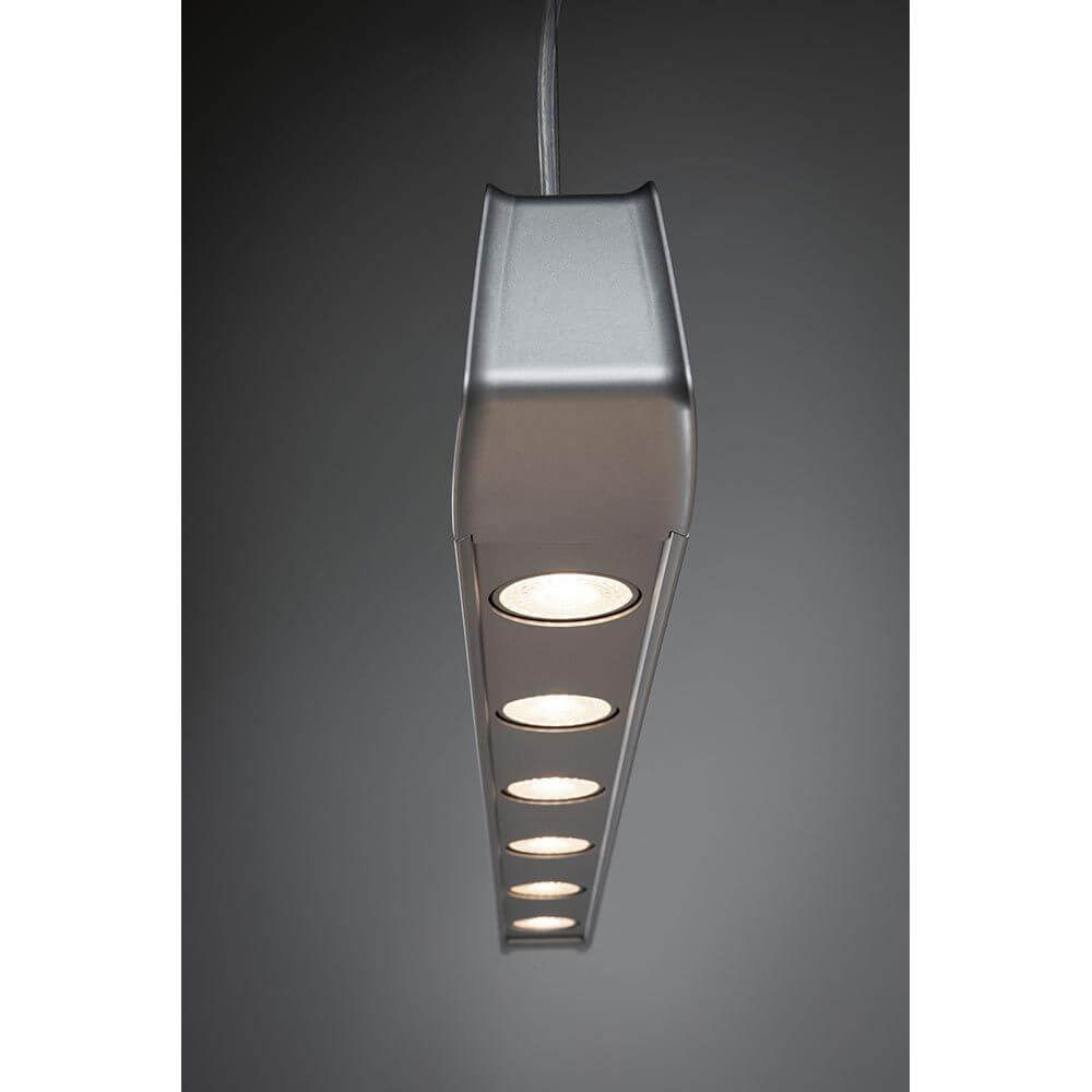 U-Rail Pendelleuchte Barre Dimmbar Chrom-Matt in Chrom matt, perfekt für lange Tische und höhenverstellbar.