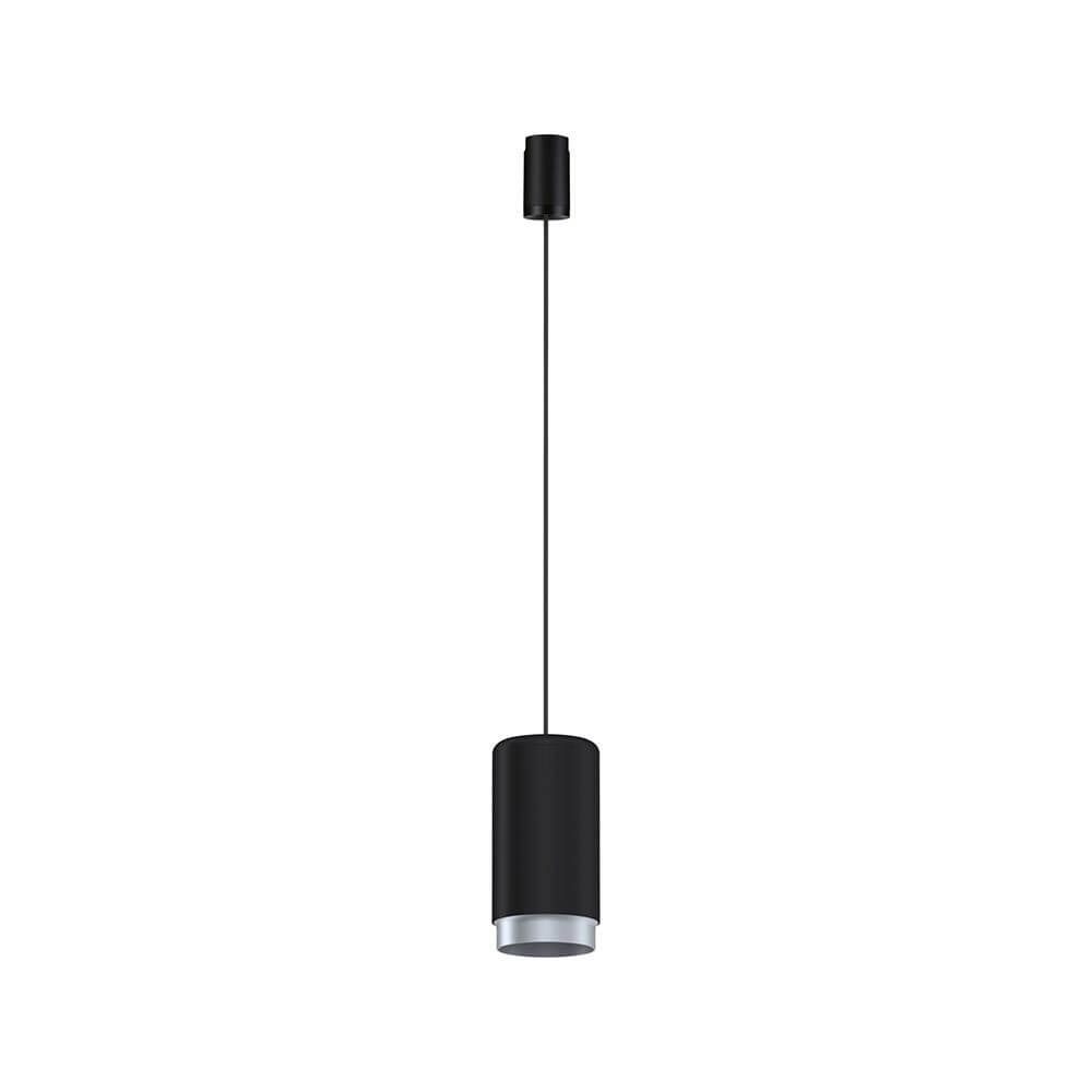 U-Rail Pendelleuchte Corus Dimmbar Schwarz in elegantem Design mit Stoffkabel zur individuellen Lichtgestaltung.