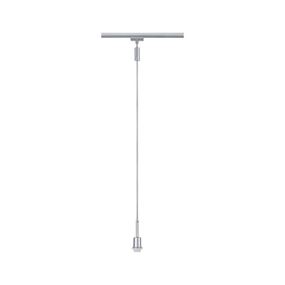 U-Rail Pendelleuchte DecoSystems Chrom-Matt mit schickem Stoffkabel und flexibler Lampenschirmwahl.