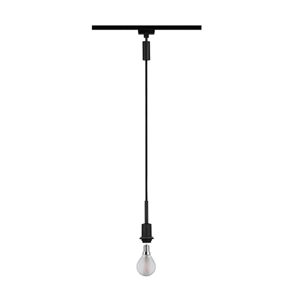 U-Rail Pendelleuchte DecoSystems Dimmbar Schwarz-Matt mit E14-Fassung und abgehängtem Kabel in Schwarz-Matt.