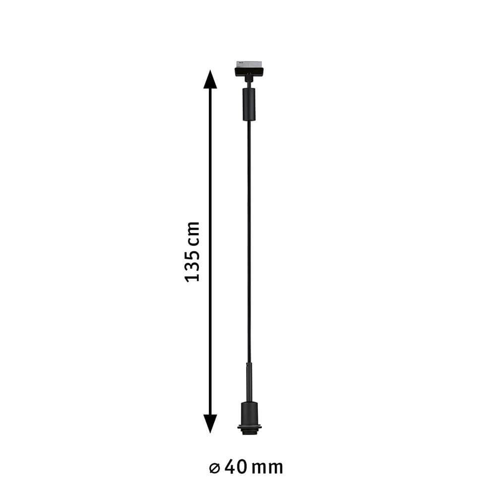 U-Rail Pendelleuchte DecoSystems Dimmbar Schwarz-Matt mit einer Höhe von 135 cm und Durchmesser von 40 mm