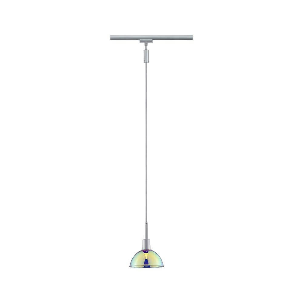U-Rail Pendelleuchte Sarrasani Dimmbar Chrom-Matt Mehrfarbig mit dichroischem Design.
