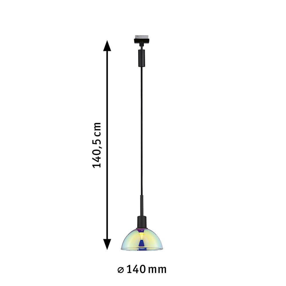 U-Rail Pendelleuchte Sarrasani Dimmbar Schwarz-Matt, Mehrfarbig mit einer Länge von 140,5 cm und einem Durchmesser von 140 mm.