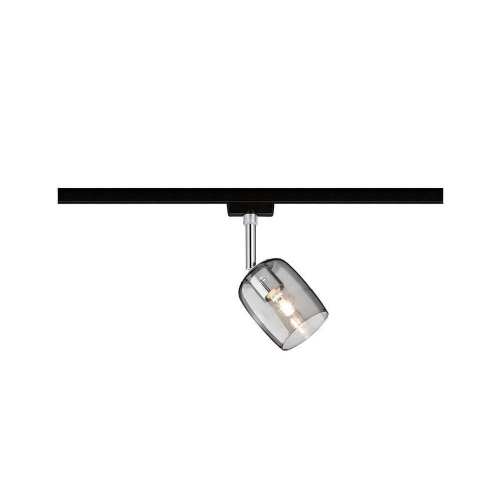 U-Rail Schienenspot Blossom Einzelspot Dimmbar Schwarz-Matt Rauchglas mit dekorativem Glasschirm