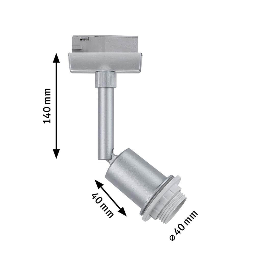 U-Rail Schienenspot DecoSystems Einzelspot Dimmbar Chrom-Matt mit Abmessungen 140mm x 40mm.