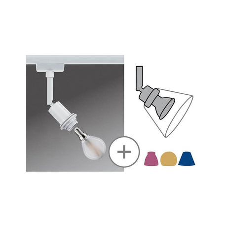 U-Rail Schienenspot DecoSystems Einzelspot Weiß mit E14-Leuchtmittel und flexiblem Lampenschirm