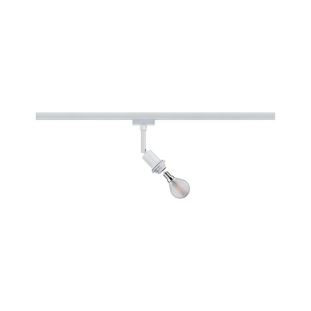 U-Rail Schienenspot DecoSystems Einzelspot Weiß mit flexibel wählbarem Lampenschirm und E14-Leuchtmittel.