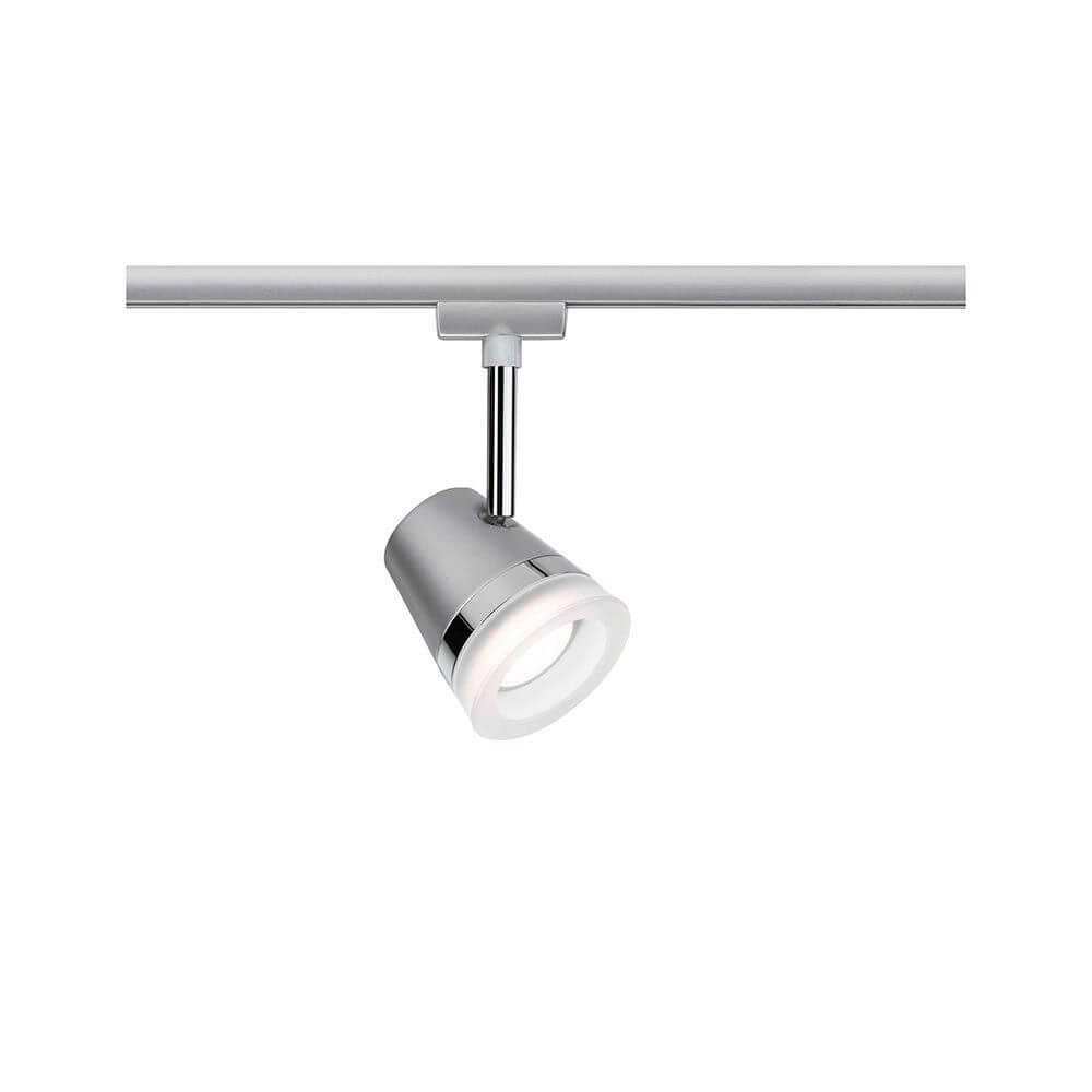 U-Rail Schienenspot Smart Home Zigbee Cone Weiß an einem Schienensystem für vielseitige Beleuchtung.