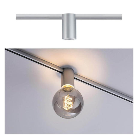 U-Rail Schienenspot Socket Einzelspot Chrom-Matt für URail-System mit E27-Fassung und dekorativem Leuchtmittel