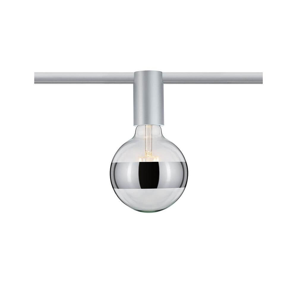 U-Rail Schienenspot Socket Einzelspot Chrom-Matt mit dekorativer Glühlampe auf Schiene