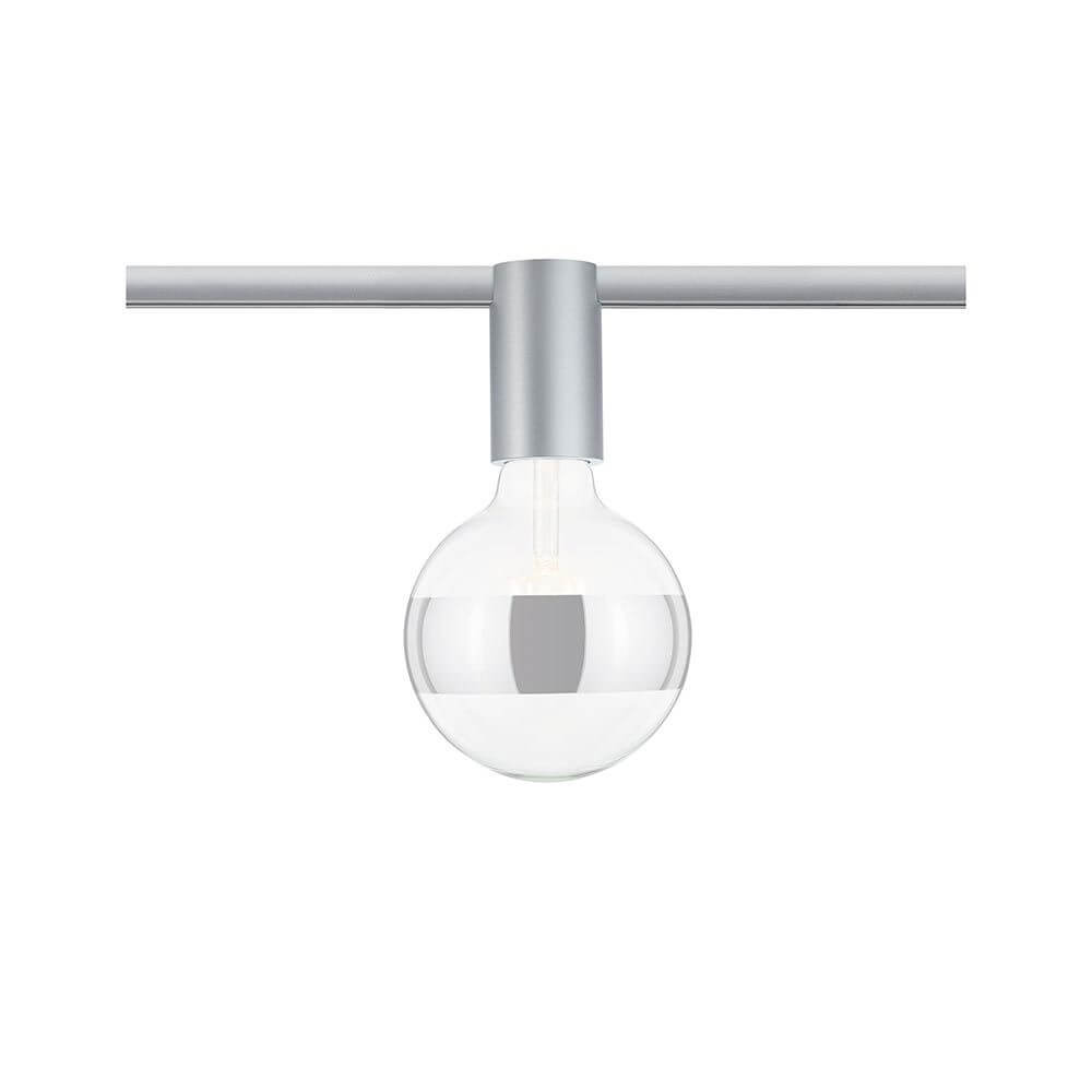 U-Rail Schienenspot Socket Einzelspot Chrom-Matt mit dekorativer Glühbirne auf Schiene