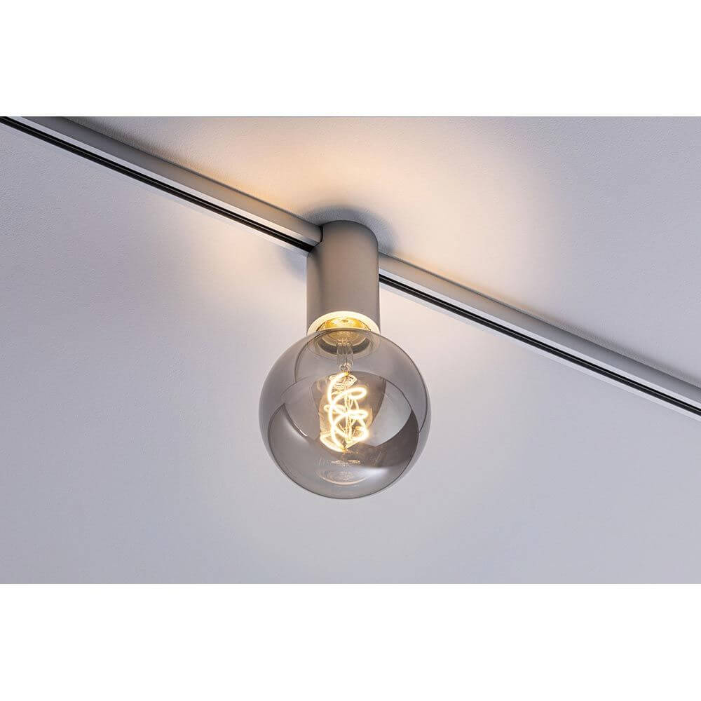 U-Rail Schienenspot Socket Einzelspot Chrom-Matt mit dekorativem Leuchtmittel in eleganter Optik.