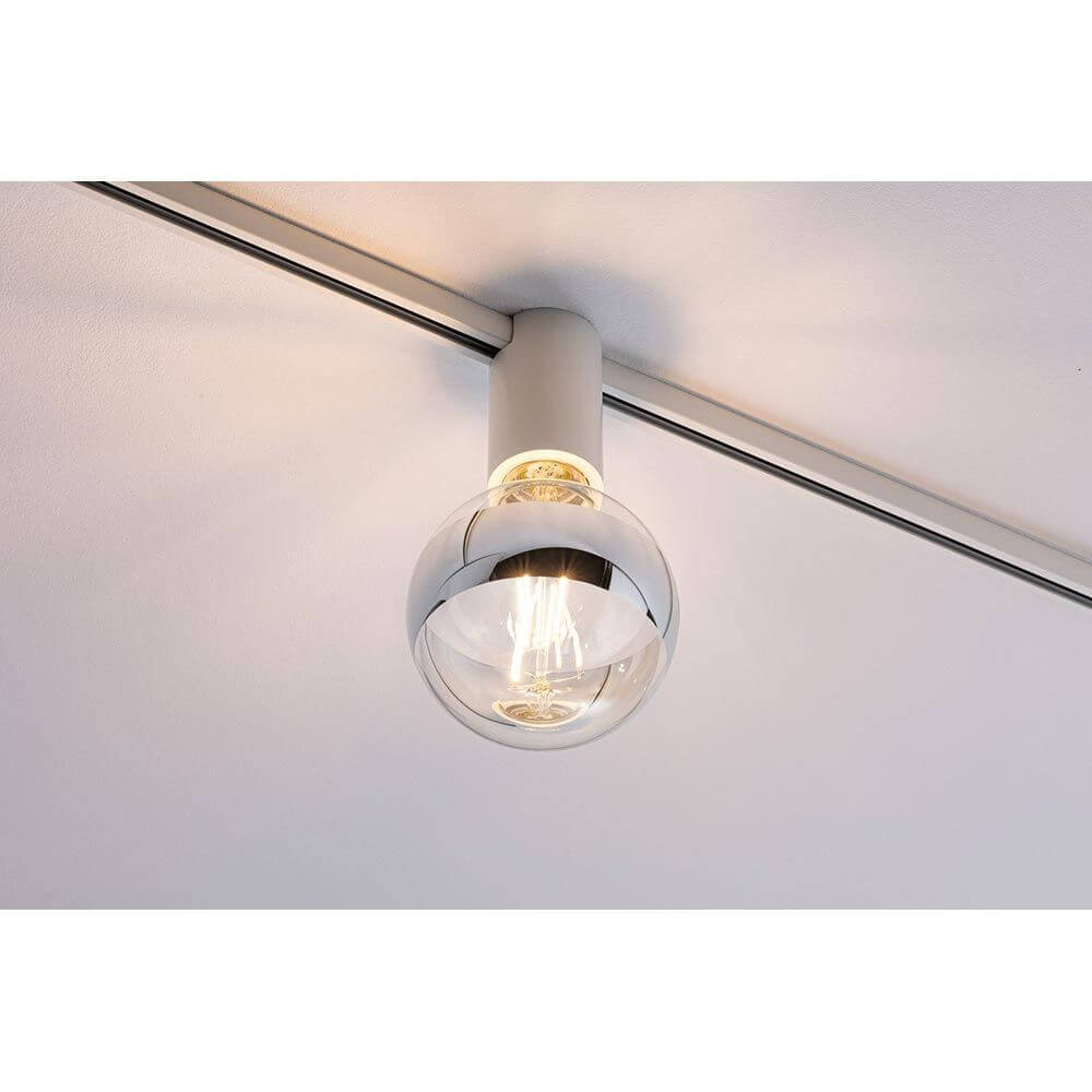 U-Rail Schienenspot Socket Einzelspot Weiß mit dekorativer Glühlampe in stylischem Design