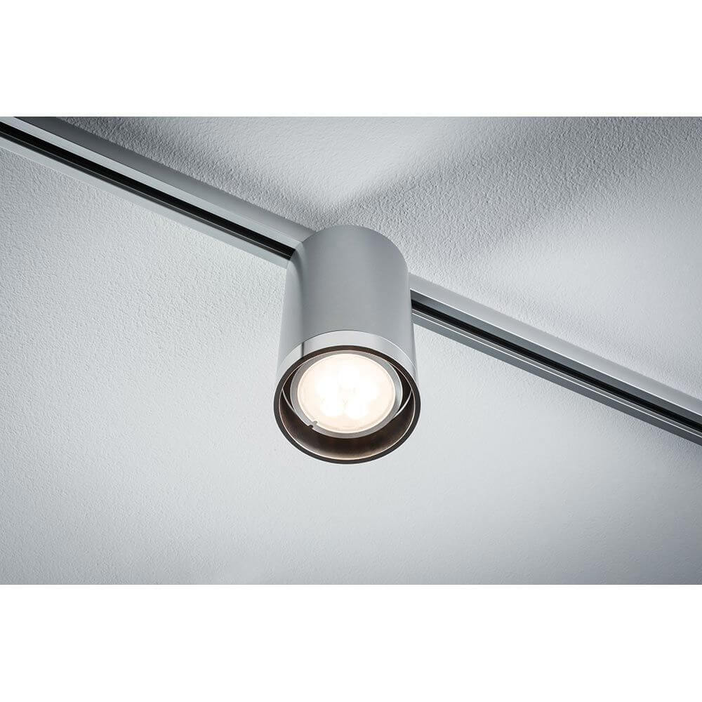 U-Rail Schienenspot Tube Einzelspot Dimmbar Chrom-Matt an der Decke montiert