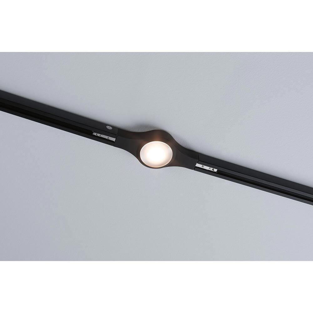 U-Rail Zubehör Linienverbinder Schwarz mit dimmbarem LED-Licht für flexible Schienensysteme.