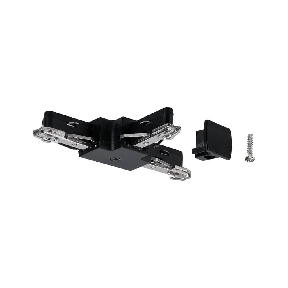 U-Rail Verbinder T-Stück Schwarz-Matt mit Zubehörteilen und Schraube für T-Installationen.