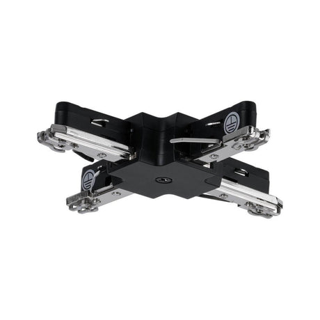 U-Rail Verbinder X-Stück 10,4 x 10,4cm Schwarz-Matt für X-Installationen im 230V URail Schienensystem