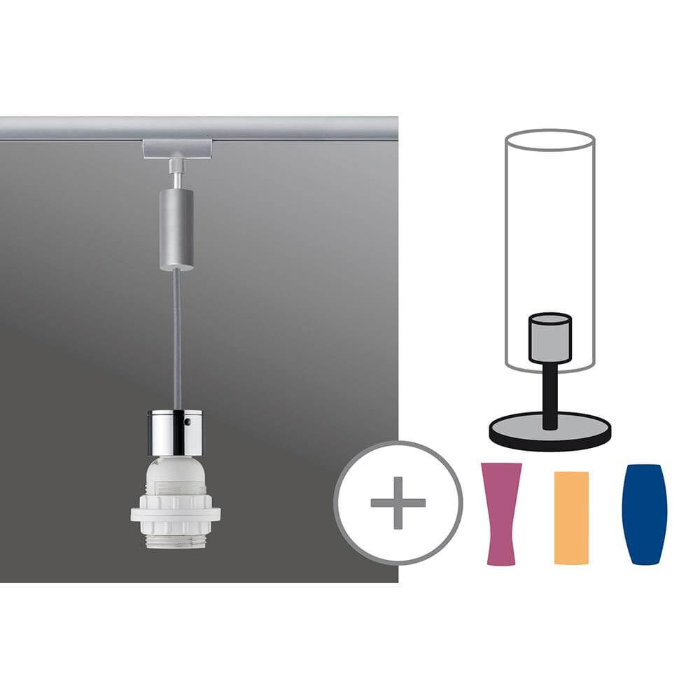 URail 2Easy Basic Pendel max. 20W E27 mit verschiedenen Schirm-Optionen für individuell gestaltbare Wohnräume.