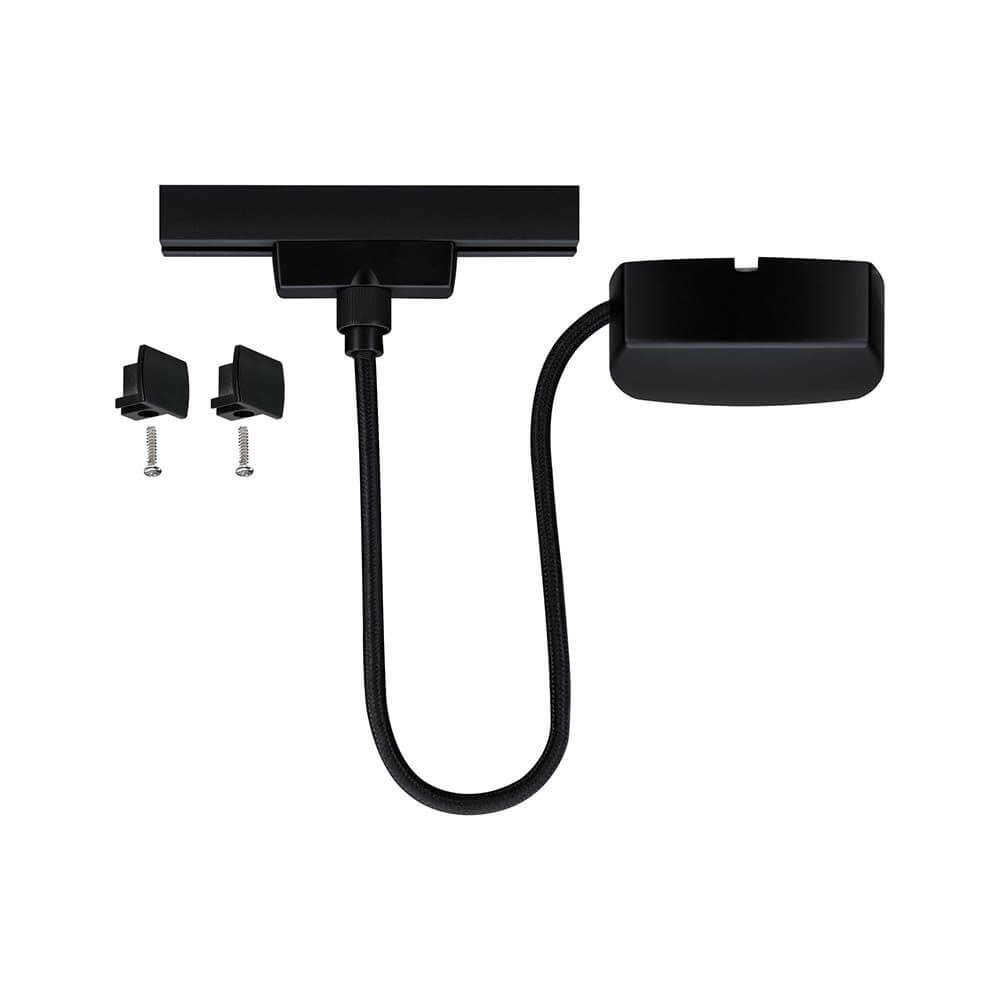 URail Kabeleinspeisung Schwarz Matt mit 1-Meter-Kabel und Montagematerial.