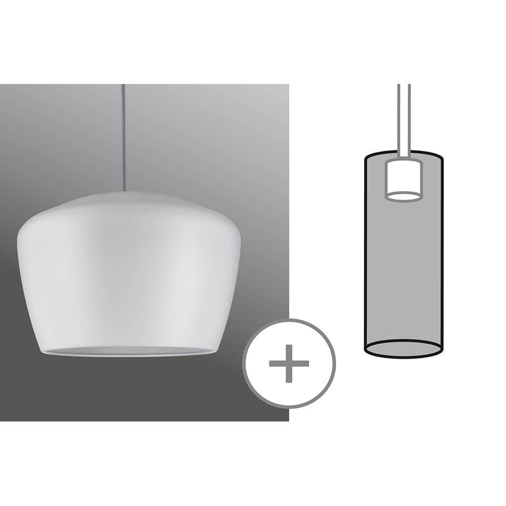URail 2Easy Schirm Pom Weiß max. 20W - eleganter Metallpendel mit modernem Design und warmem Licht.